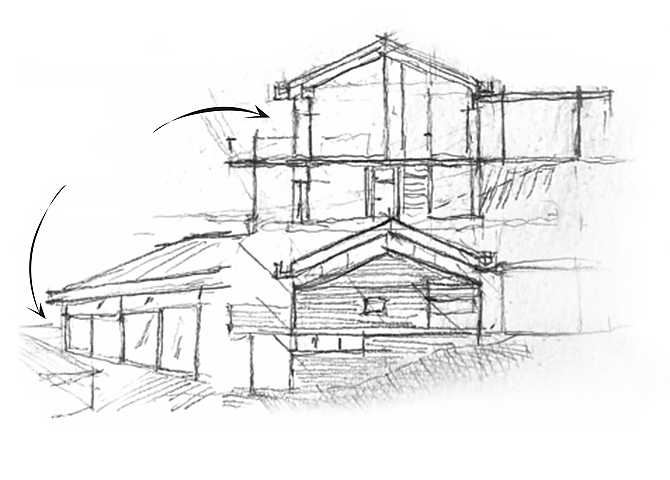 Rost-Wohnbau Architekten Skizze Zeichnung Mehrfamilienhaus