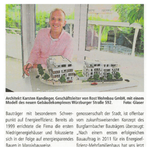 Rost-Wohnbau Mehrfamilienhaus Zeitungsartikel Energiesparhaus Eigentumswohnungen