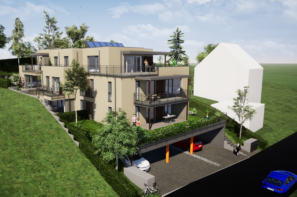 Rost-Wohnbau Mehrfamilienhaus Energiesparhaus Eigentumswohnungen mit Balkon und Tiefgarage