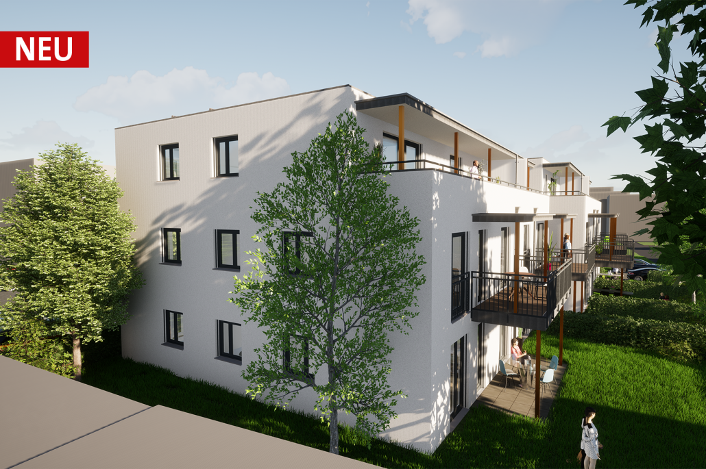 Rost-Wohnbau Mehrfamilienhaus Energiesparhaus Eigentumswohnungen Mietwohnungen mit Balkonen