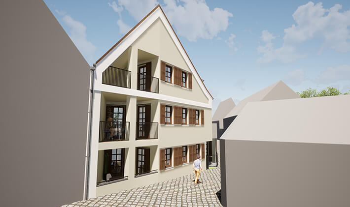 Rost Wohnbau - Bauprojekt Altdorf Silbergasse Innhenhof